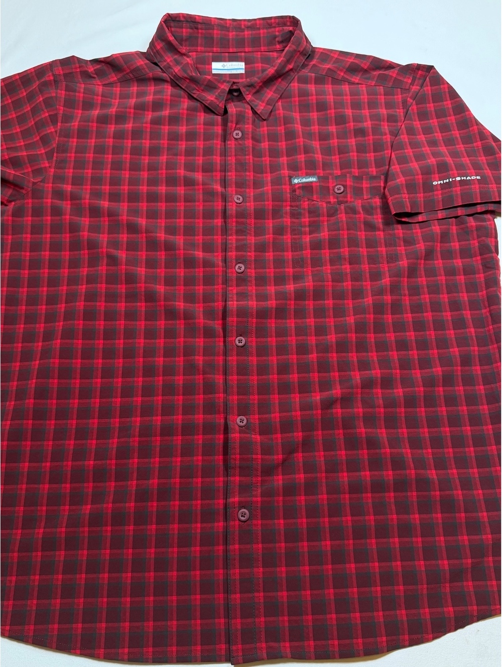 Columbia Sportswear Omni-Shade Red Plaid Short Sleeve Shirt XXL